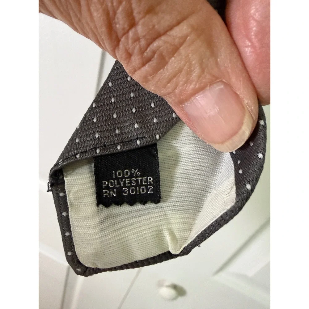 Perth‎ Ltd Mens Necktie Charcoal Grey White Micro Dot Pattern Polyester Tie